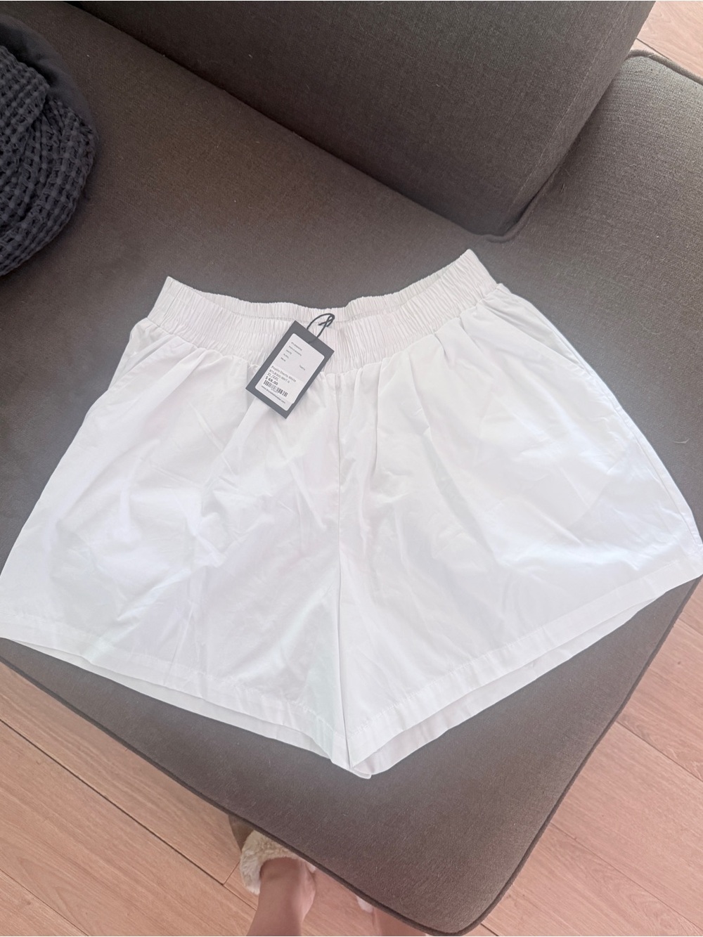 Brunette The Label White Elastic-Waist Women’s Shorts XL XXL